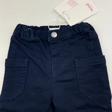 Load image into Gallery viewer, Boys Seed, navy stretchy cotton casual pants, elasticated, NEW, size 00,  