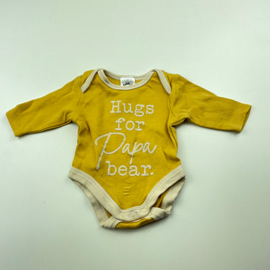 unisex Baby Berry, yellow cotton bodysuit / romper, GUC, size 0000,  