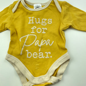 unisex Baby Berry, yellow cotton bodysuit / romper, GUC, size 0000,  