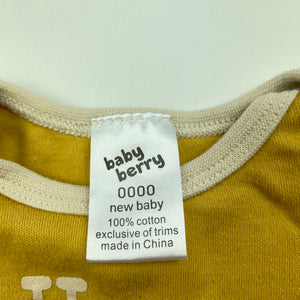 unisex Baby Berry, yellow cotton bodysuit / romper, GUC, size 0000,  