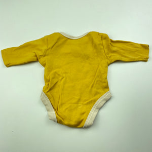 unisex Baby Berry, yellow cotton bodysuit / romper, GUC, size 0000,  