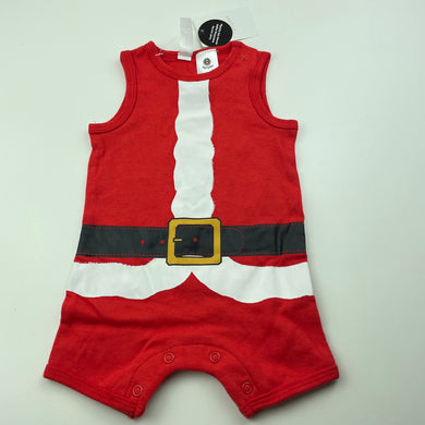 unisex Dymples, cotton Christmas Santa romper, NEW, size 000,  