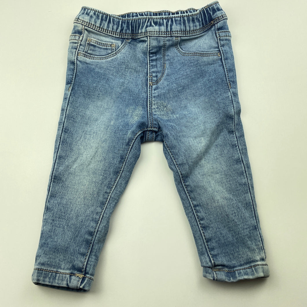 Girls Target, blue stretch denim leggings / jeggings, elasticated, FUC, size 0,  