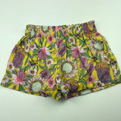 Girls Dymples, lightweight floral cotton shorts, elasticated, GUC, size 1,  