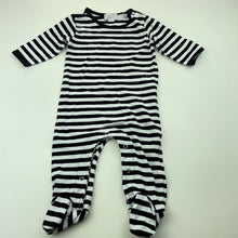 Load image into Gallery viewer, unisex Gingerlilly, black &amp; white stripe stretchy coverall / romper, GUC, size 00,  