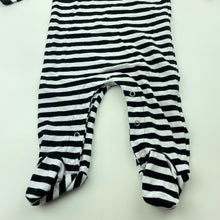 Load image into Gallery viewer, unisex Gingerlilly, black &amp; white stripe stretchy coverall / romper, GUC, size 00,  