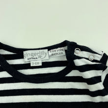 Load image into Gallery viewer, unisex Gingerlilly, black &amp; white stripe stretchy coverall / romper, GUC, size 00,  