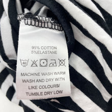 Load image into Gallery viewer, unisex Gingerlilly, black &amp; white stripe stretchy coverall / romper, GUC, size 00,  