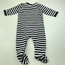 Load image into Gallery viewer, unisex Gingerlilly, black &amp; white stripe stretchy coverall / romper, GUC, size 00,  