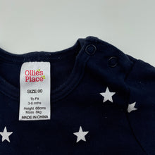 Load image into Gallery viewer, unisex Ollie's Place, navy cotton romper, stars, GUC, size 00,  