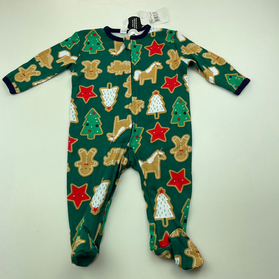 unisex Dymples, cotton Christmas zip coverall / romper, NEW, size 000,  