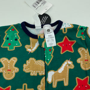 unisex Dymples, cotton Christmas zip coverall / romper, NEW, size 000,  