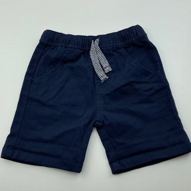 Boys Dymples, navy stretch cotton shorts, elasticated, EUC, size 1,  