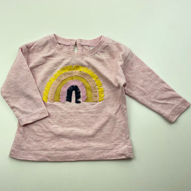 Girls Anko, pink marle long sleeve top, rainbow, EUC, size 00,  