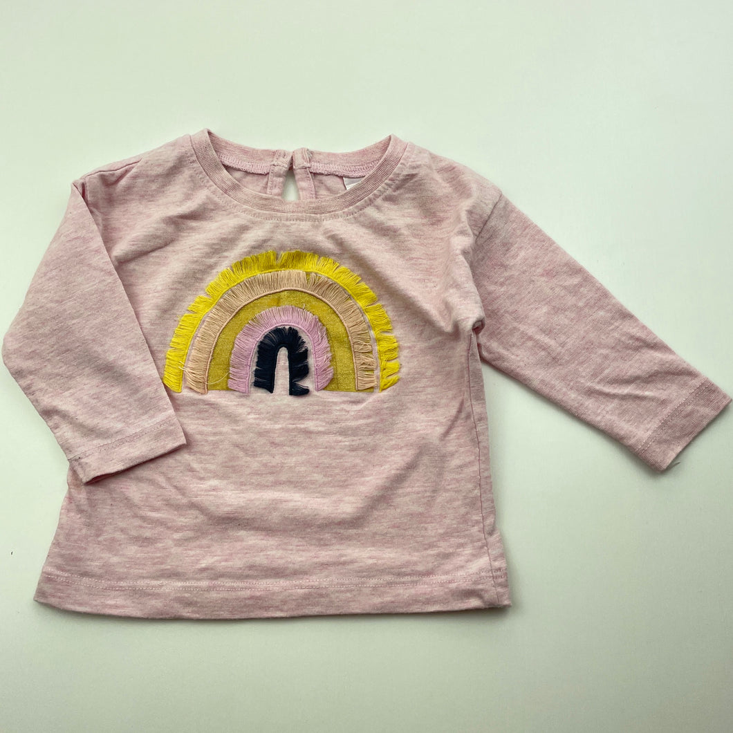 Girls Anko, pink marle long sleeve top, rainbow, EUC, size 00,  