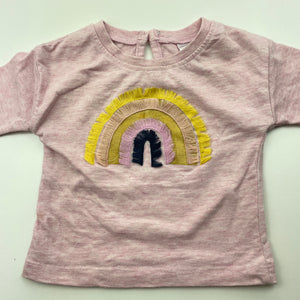 Girls Anko, pink marle long sleeve top, rainbow, EUC, size 00,  