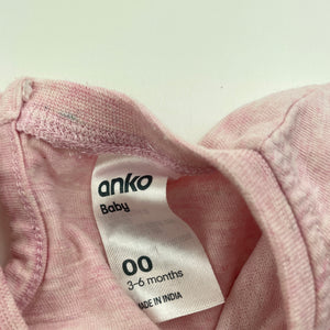 Girls Anko, pink marle long sleeve top, rainbow, EUC, size 00,  