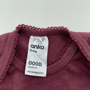 Girls Anko, pointelle cotton bodysuit / romper, GUC, size 0000,  