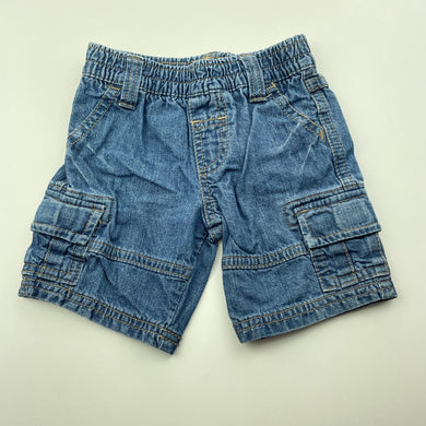 Boys Target, blue denim cargo shorts, elasticated, GUC, size 00,  