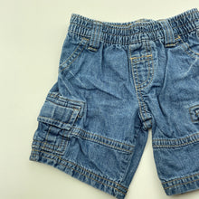 Load image into Gallery viewer, Boys Target, blue denim cargo shorts, elasticated, GUC, size 00,  