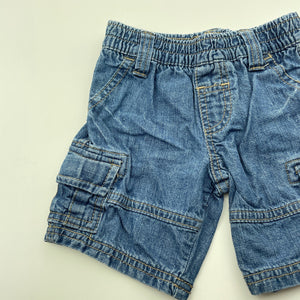 Boys Target, blue denim cargo shorts, elasticated, GUC, size 00,  