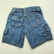 Load image into Gallery viewer, Boys Target, blue denim cargo shorts, elasticated, GUC, size 00,  