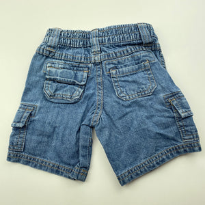 Boys Target, blue denim cargo shorts, elasticated, GUC, size 00,  