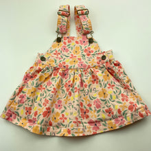 Load image into Gallery viewer, Girls Anko, stretch cotton floral overalls dress, EUC, size 1, L: 42cm