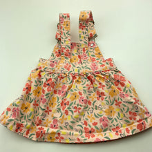 Load image into Gallery viewer, Girls Anko, stretch cotton floral overalls dress, EUC, size 1, L: 42cm