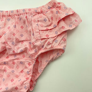 Girls purebaby, lightweight organic cotton ruffle bloomers / nappy cover, EUC, size 0,  