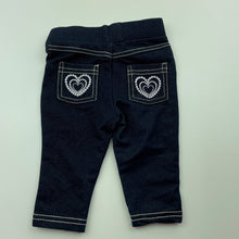 Load image into Gallery viewer, Girls Target, dark stretch denim leggings / bottoms, elasticated, EUC, size 000,  