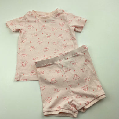 Girls Target, pink cotton pyjama top & shorts, EUC, size 0,  