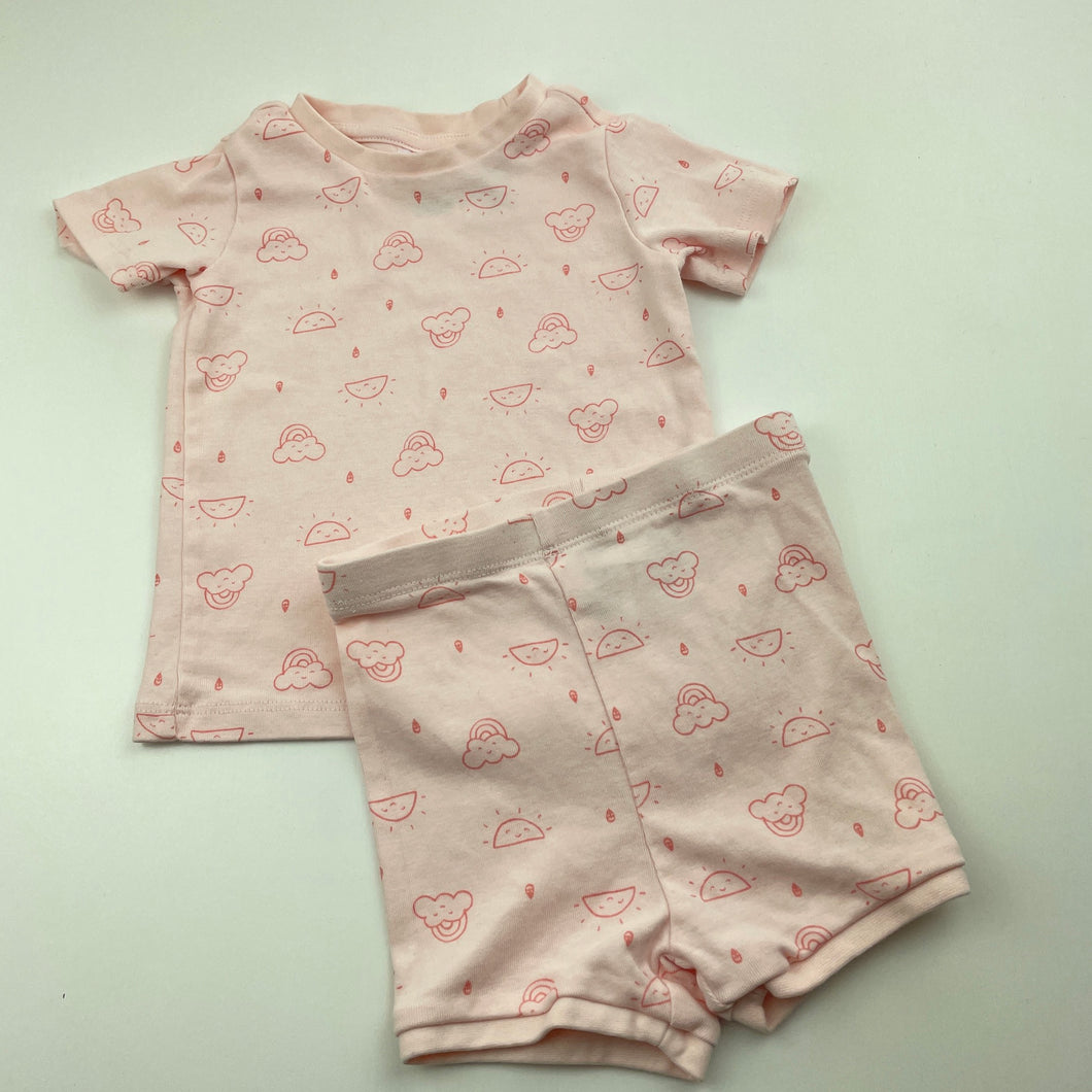 Girls Target, pink cotton pyjama top & shorts, EUC, size 0,  