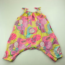 Load image into Gallery viewer, Girls Pumpkin Patch, colourful cotton summer romper / overalls, EUC, size 000,  