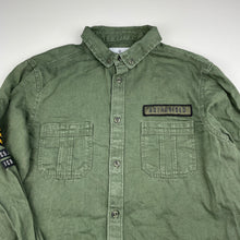 Load image into Gallery viewer, Boys Target, khaki cotton long sleeve shirt, marks on back, FUC, size 14,  