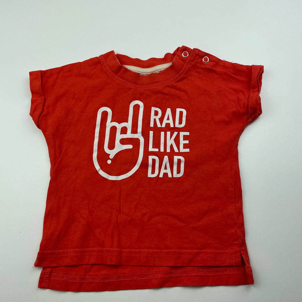 unisex Baby Berry, orange t-shirt / top, dad, EUC, size 0,  