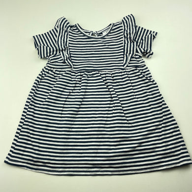 Girls Target, navy stripe cotton dress, EUC, size 1, L: 39cm