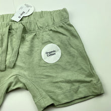 Load image into Gallery viewer, unisex Anko, sage organic cotton shorts, elasticated, NEW, size 0,  