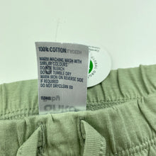 Load image into Gallery viewer, unisex Anko, sage organic cotton shorts, elasticated, NEW, size 0,  