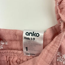 Load image into Gallery viewer, Girls Anko, pink floral crinkle cotton top, GUC, size 1,  