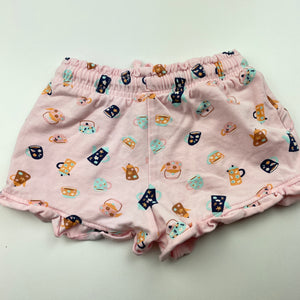 Girls Dymples, lightweight stretchy shorts, elasticated, teapots, EUC, size 0,  