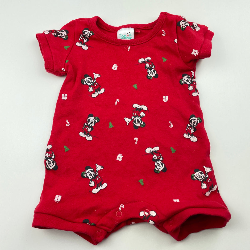 unisex Disney, Mickey Mouse Christmas cotton romper, EUC, size 0000,  