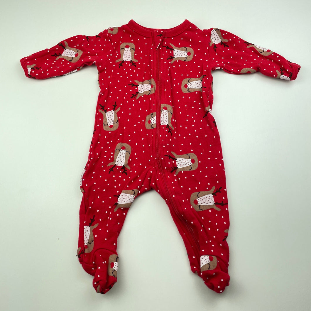 Girls Baby Berry, Christmas cotton zip coverall / romper, GUC, size 000,  