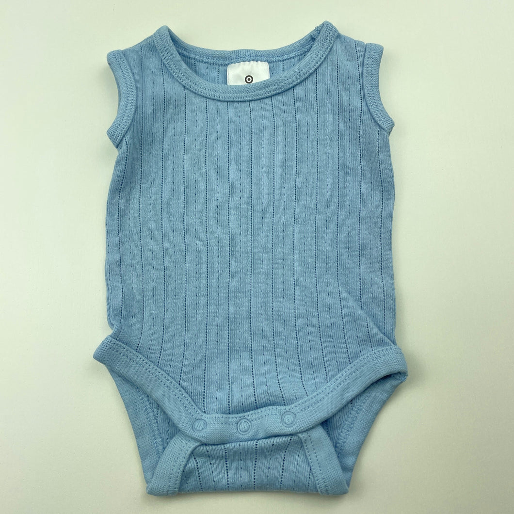 unisex Target, blue pointelle cotton singletsuit / romper, EUC, size 00000,  