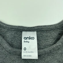 Load image into Gallery viewer, unisex Anko, grey cotton long sleeve top, GUC, size 0,  