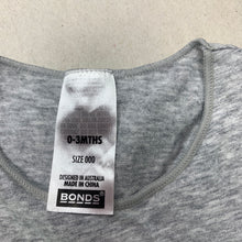 Load image into Gallery viewer, unisex Bonds, grey marle stretchy singletsuit / romper, EUC, size 000,  