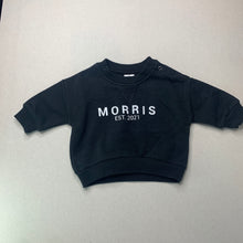 Load image into Gallery viewer, unisex Baby Berry, black fleece lined sweater / jumper, EUC, size 000,  