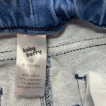 Load image into Gallery viewer, Boys Baby Berry, knit stretch denim shorts, elasticated, GUC, size 0,  