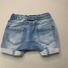 Load image into Gallery viewer, Boys Baby Berry, knit stretch denim shorts, elasticated, GUC, size 0,  