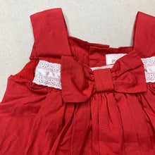Load image into Gallery viewer, Girls Pumpkin Patch, lined red cotton party dress, EUC, size 000, L: 34cm